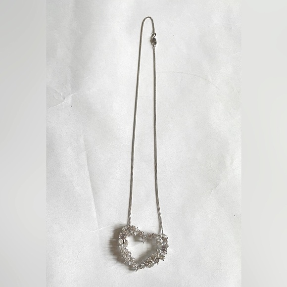 TOVA // diamonique mixed cut heart pendant chain .925 Sterling silver Necklace - Picture 3 of 11